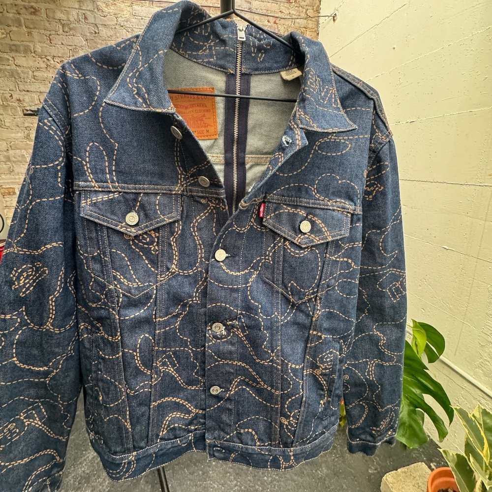 Bape x Levi's Split Camo Indigo Trucker Jacket & Jeans Suit